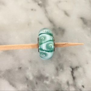 Teal bubbles glass charm